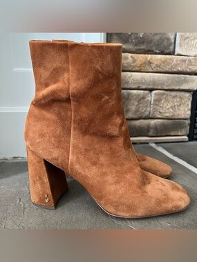 Sam Edelman Suede Codie Ankle Booties Size 8.5 Wide zip closure pull on Brown